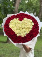 Букет из 101 Розы сердца